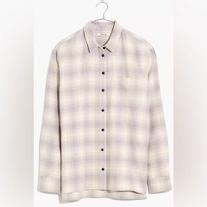 MADEWELL Flannel Oversized Ex-Boyfriend Shirt in Natural Dye Plaid